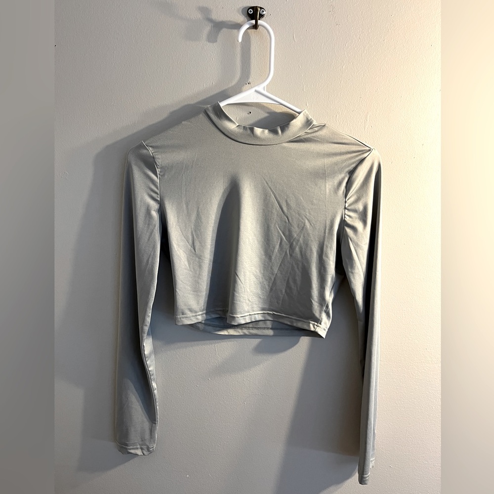 Long Sleeve Gray Crop Top